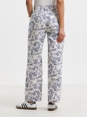 Simply Be White Floral Wide Leg 100% Cotton Jeans - Image 2 of 4