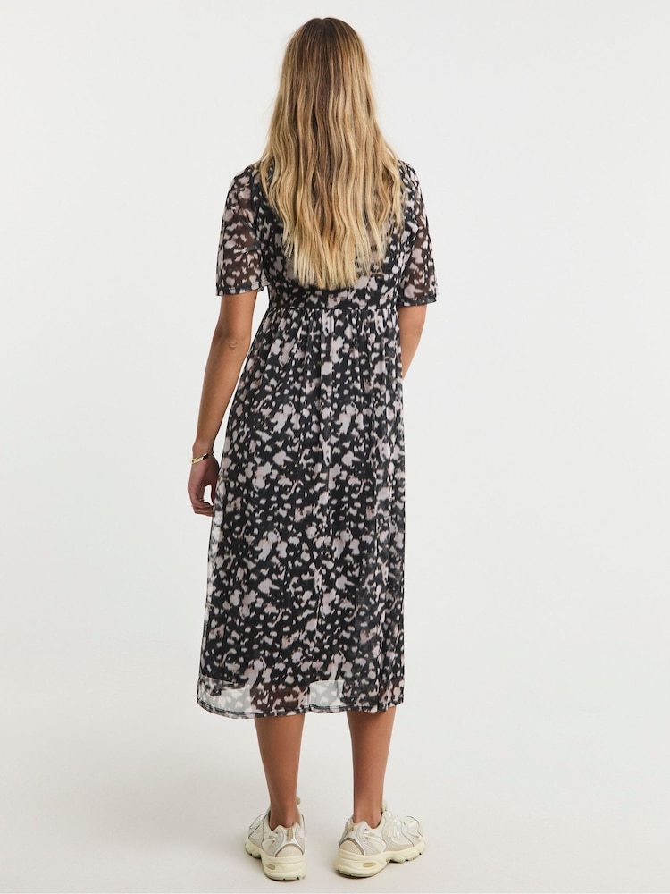 Simply Be Black Mesh Short Sleve Midi Dress - Image 2 of 4
