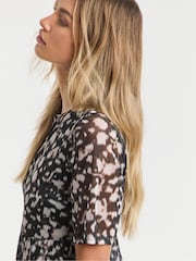 Simply Be Black Mesh Short Sleve Midi Dress - Image 3 of 4