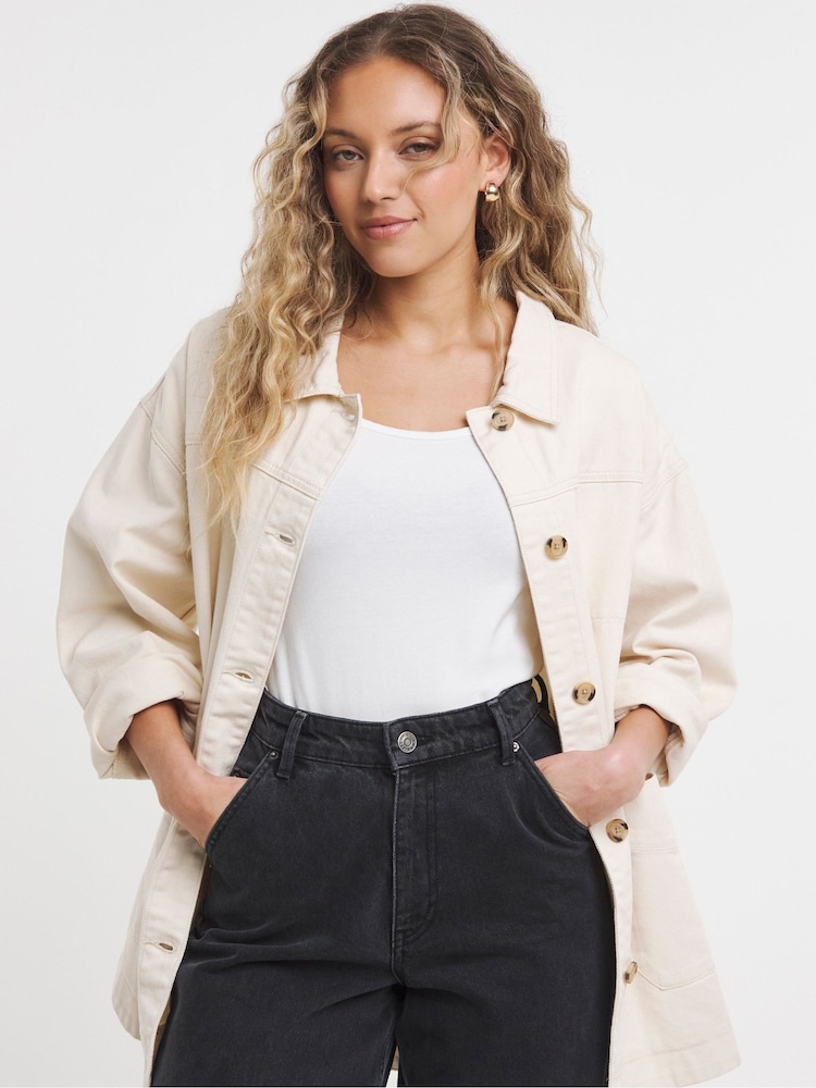 Simply Be Stone Utility Jacket - Image 1 of 4 Simply Be Stone Utility Jacket - Image 1 of 4