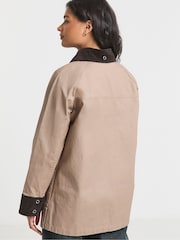 Simply Be Brown Waxed Cord Collar Jacket - Image 2 of 4
