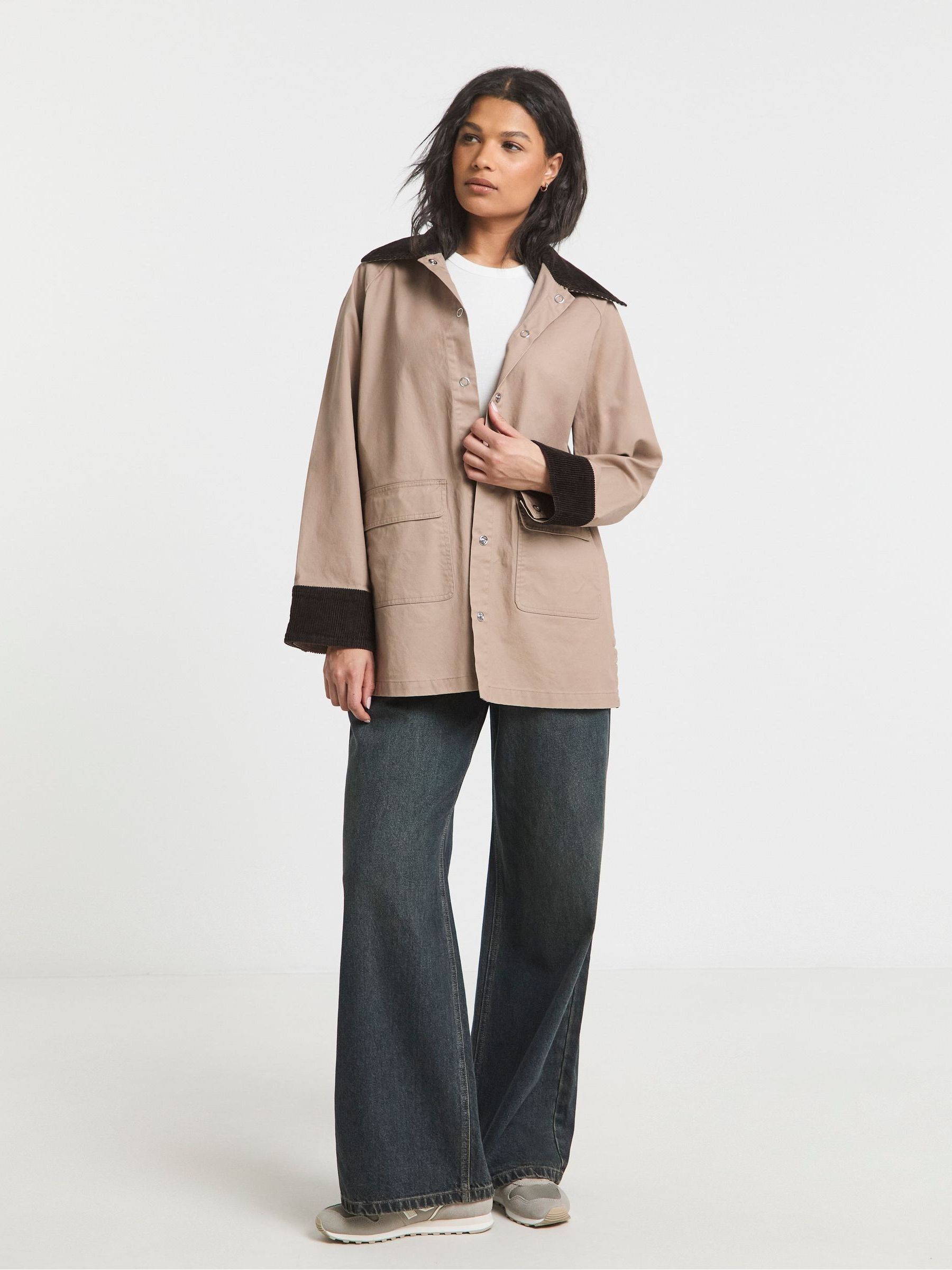 Buy Simply Be Brown Waxed Cord Collar Jacket from Next USA