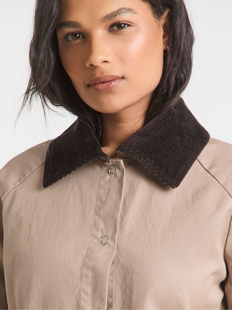 Simply Be Brown Waxed Cord Collar Jacket - Image 4 of 4