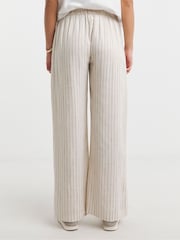 Simply Be Natural Pinstripe Wide Leg Trousers - Image 2 of 5