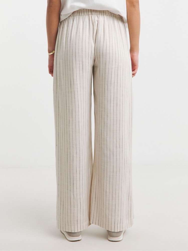 Simply Be Natural Pinstripe Wide Leg Trousers - Image 2 of 5