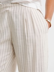 Simply Be Natural Pinstripe Wide Leg Trousers - Image 3 of 5