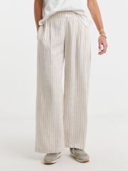 Simply Be Natural Pinstripe Wide Leg Trousers - Image 4 of 5