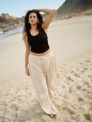 Simply Be Natural Pinstripe Wide Leg Trousers - Image 5 of 5