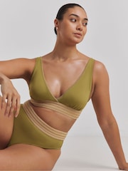 Simply Be Green Elastic Detail Bikini Set - Image 1 of 4