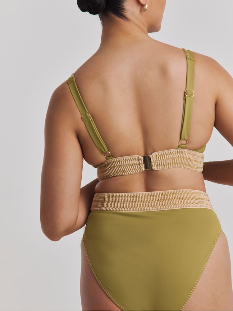 Simply Be Green Elastic Detail Bikini Set - Image 2 of 4