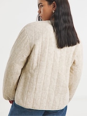 Simply Be Floral Jacquard Collarless Zip Through Jacket - Image 2 of 4