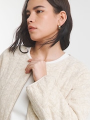 Simply Be Floral Jacquard Collarless Zip Through Jacket - Image 4 of 4