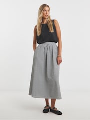 Simply Be Black Gingham Full Maxi Skirt - Image 1 of 4