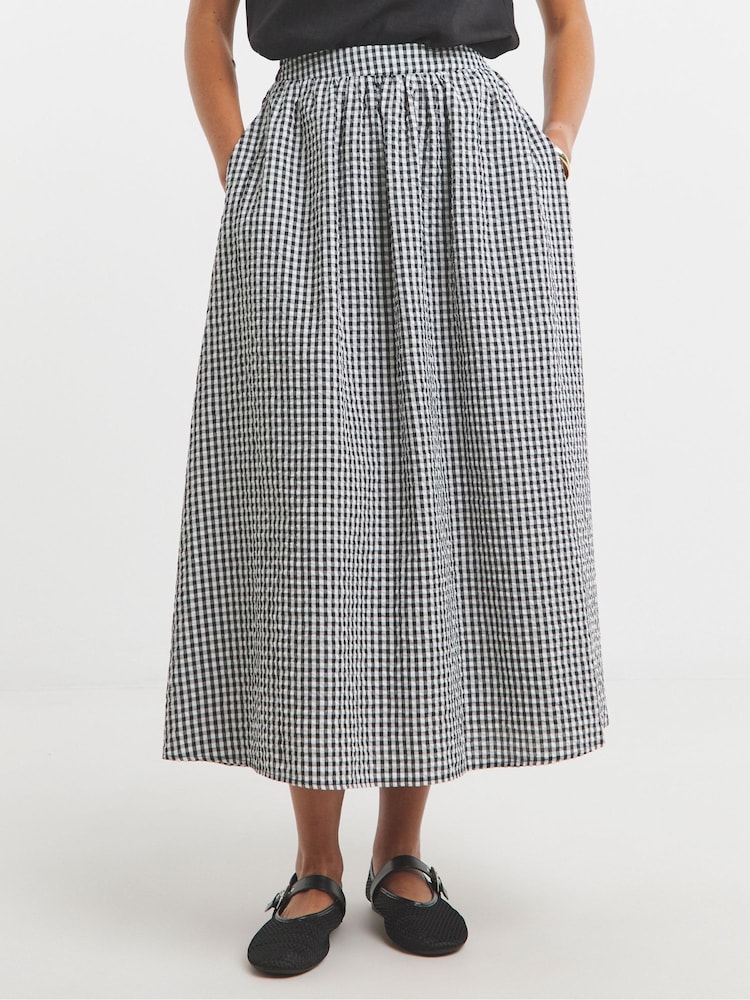 Simply Be Black Gingham Full Maxi Skirt - Image 2 of 4