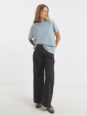 Simply Be Blue Embellished Neckline T-Shirt - Image 4 of 4