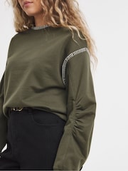 Simply Be Green Oversized Whipstitch Detail Sweatshirt - Image 3 of 4