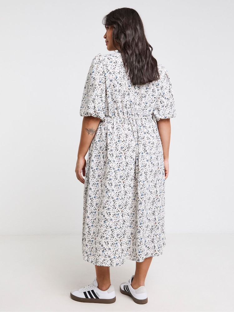 Simply Be Cream Button Up Midi Dress - Image 2 of 4