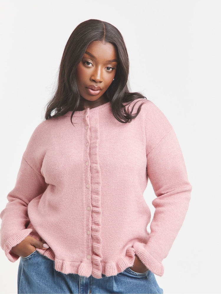 Simply Be Pink Frill Cardigan - Image 1 of 4