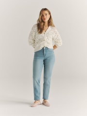 Simply Be Cream Cream Pointelle Knitted Cardigan - Image 2 of 6
