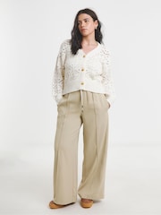 Simply Be Cream Cream Pointelle Knitted Cardigan - Image 3 of 6