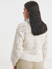 Simply Be Cream Cream Pointelle Knitted Cardigan - Image 4 of 6