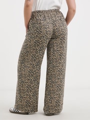 Simply Be Brown Light Wide Fit Tie Waist Wide Leg Trousers - Image 2 of 5