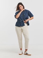 Simply Be Blue Denim Tie Front Peplum Blouse - Image 6 of 6