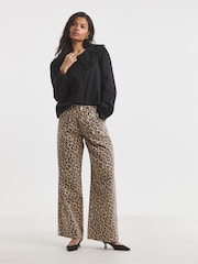 Simply Be Animal Wide Leg 100% Cotton Jeans - Image 1 of 4