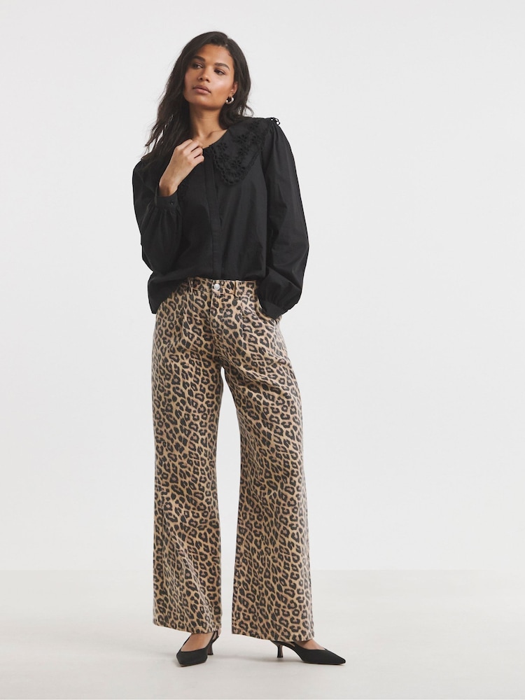Simply Be Animal Wide Leg 100% Cotton Jeans - Image 1 of 4