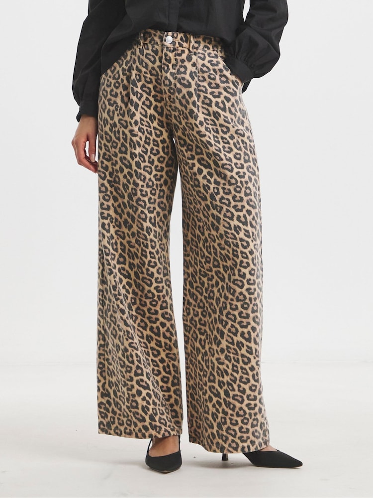 Simply Be Animal Wide Leg 100% Cotton Jeans - Image 4 of 4