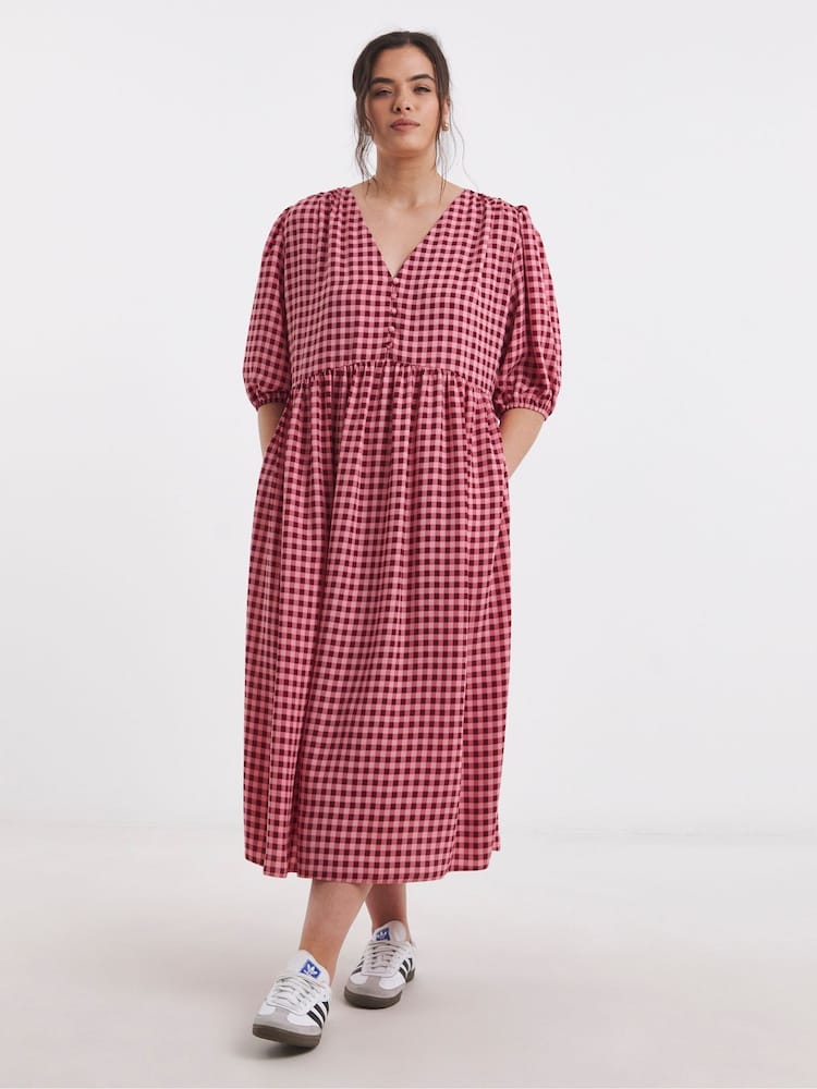 Simply Be Red Button Up Midi Dress - Image 4 of 4