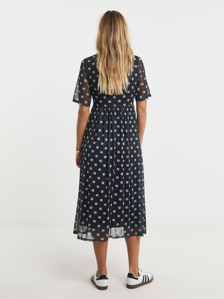 Simply Be Disty Print Mesh Short Sleeve Midi Dress - Image 2 of 4 Simply Be Disty Print Mesh Short Sleeve Midi Dress - Image 2 of 4
