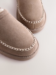 Brown Signature Suede Stitch Detail Slippers - Image 7 of 7