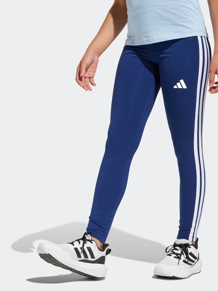 adidas Navy Essentials 3-Stripes Kids Leggings - Image 1 of 6 adidas Navy Essentials 3-Stripes Kids Leggings - Image 1 of 6