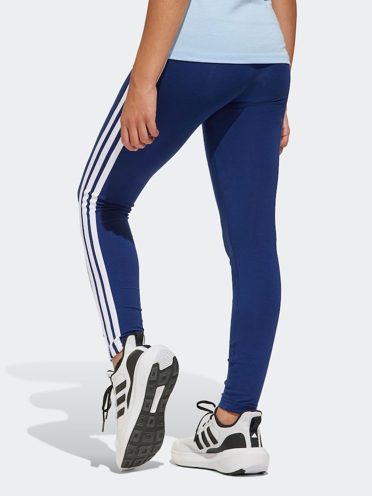 adidas Navy Essentials 3-Stripes Kids Leggings - Image 2 of 6 adidas Navy Essentials 3-Stripes Kids Leggings - Image 2 of 6