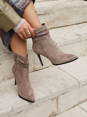 Linzi Brown Eclipse Ruched Pointed Stiletto Heel Boots - Image 1 of 5