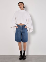 Apricot White Cotton Mix Mock Neck Cape Jumper - Image 1 of 5