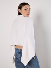 Apricot White Cotton Mix Mock Neck Cape Jumper - Image 3 of 5