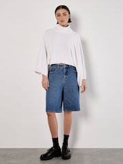 Apricot White Cotton Mix Mock Neck Cape Jumper - Image 5 of 5