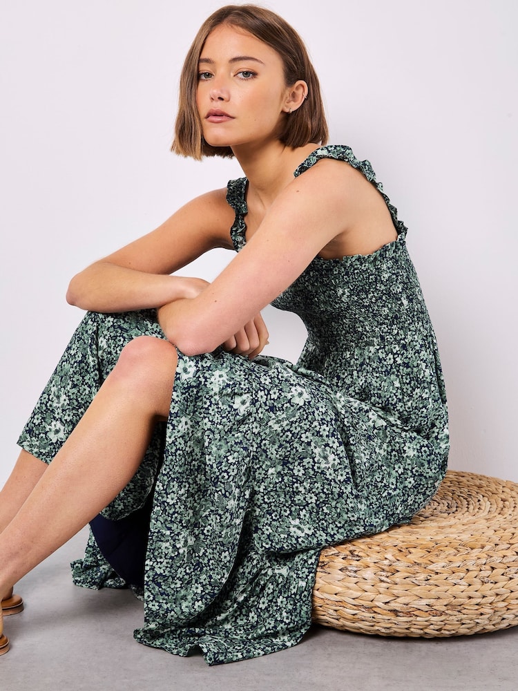 Apricot Blue Voile Ditsy Midi Dress - Image 2 of 5