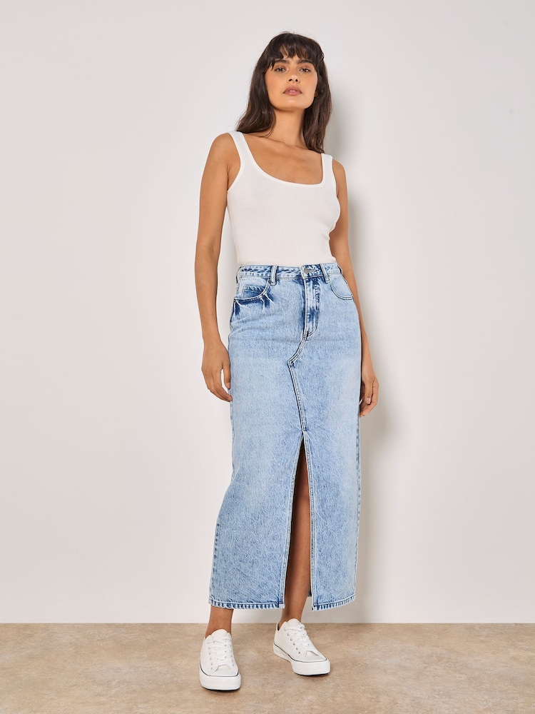 Apricot Blue Amara 100% Cotton Maxi Skirt - Image 1 of 4