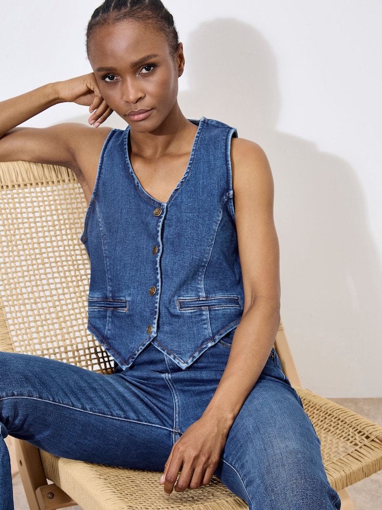 Apricot Blue Denim Waistcoat - Image 1 of 4
