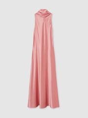 Reiss Pink Fae Petite Satin Cape Maxi Dress - Image 2 of 6