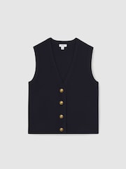 Reiss Navy Gaia Knitted Button Through Vest - Image 2 of 5