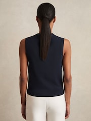Reiss Navy Gaia Knitted Button Through Vest - Image 4 of 5