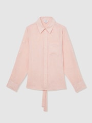Rosa pálido - Camisa de lino con lazo en la espalda Leora de Reiss - Imagen 2 de 6