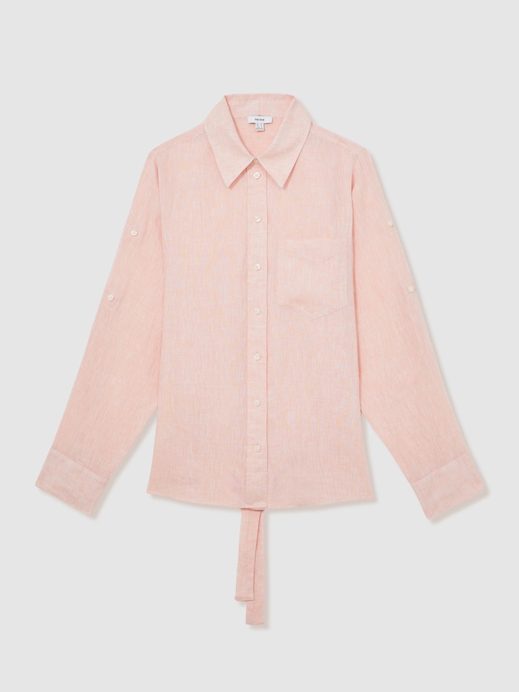 Rosa pálido - Camisa de lino con lazo en la espalda Leora de Reiss - Imagen 2 de 6 Rosa pálido - Camisa de lino con lazo en la espalda Leora de Reiss - Imagen 2 de 6