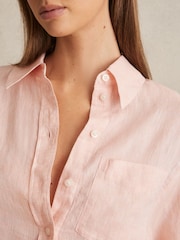 Rosa pálido - Camisa de lino con lazo en la espalda Leora de Reiss - Imagen 5 de 6
