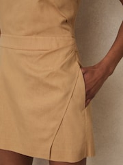 Reiss Camel Pia Lyocell Cotton Halter Skort Playsuit - Image 4 of 6