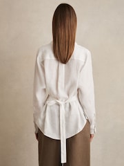 Reiss White Leora Linen Tie-Back Shirt - Image 1 of 6